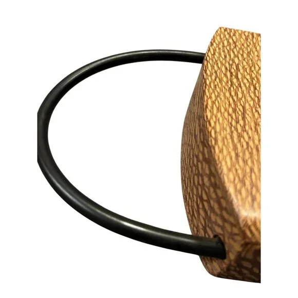 Handmade Wooden Purse Small Box Bag Rubber Handle Artisan Unique Used - Picture 12 of 16